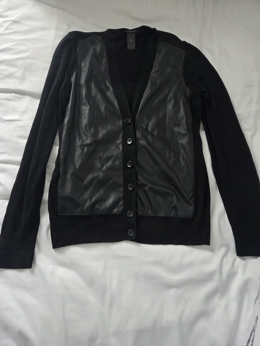 Ann Taylor Faux Leather Cardigan M